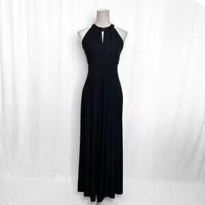 Alex Evenings Vintage 90s Beaded Halter Evening Gown Maxi Sheath Dress Classic